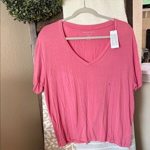 American Eagle Outfitters Women's Coral V-Neck Tee